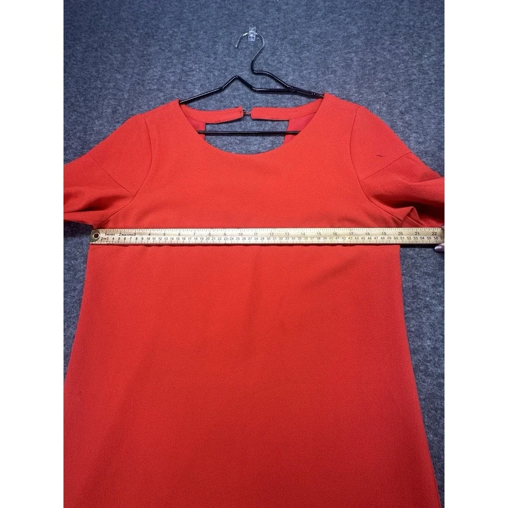 Skies are‎ Blue Dress Ruffle Open Long Sleeve Round Neck Bright Orange Size L